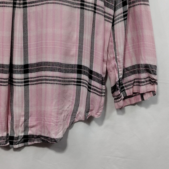 NWT No Boundaries Plaid Boho Top Women's L Pink Black Barbiecore Retro Romantic - Picture 4 of 11
